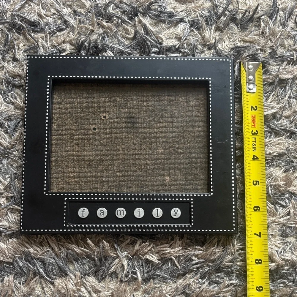 Pearl & Rhinestone Silver Photo Frame, Black Leather-Look family Photo Frame 5x7